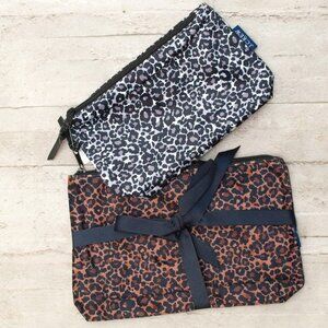 NWT J. Crew Velvet Leapard Zip Top Bags Set of 2